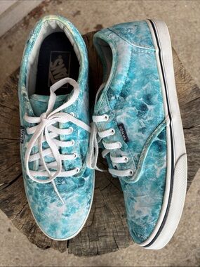 Vans Ocean Print Aqua Marble Tie-Dye Atwood Low-Top Sneakers Size 8